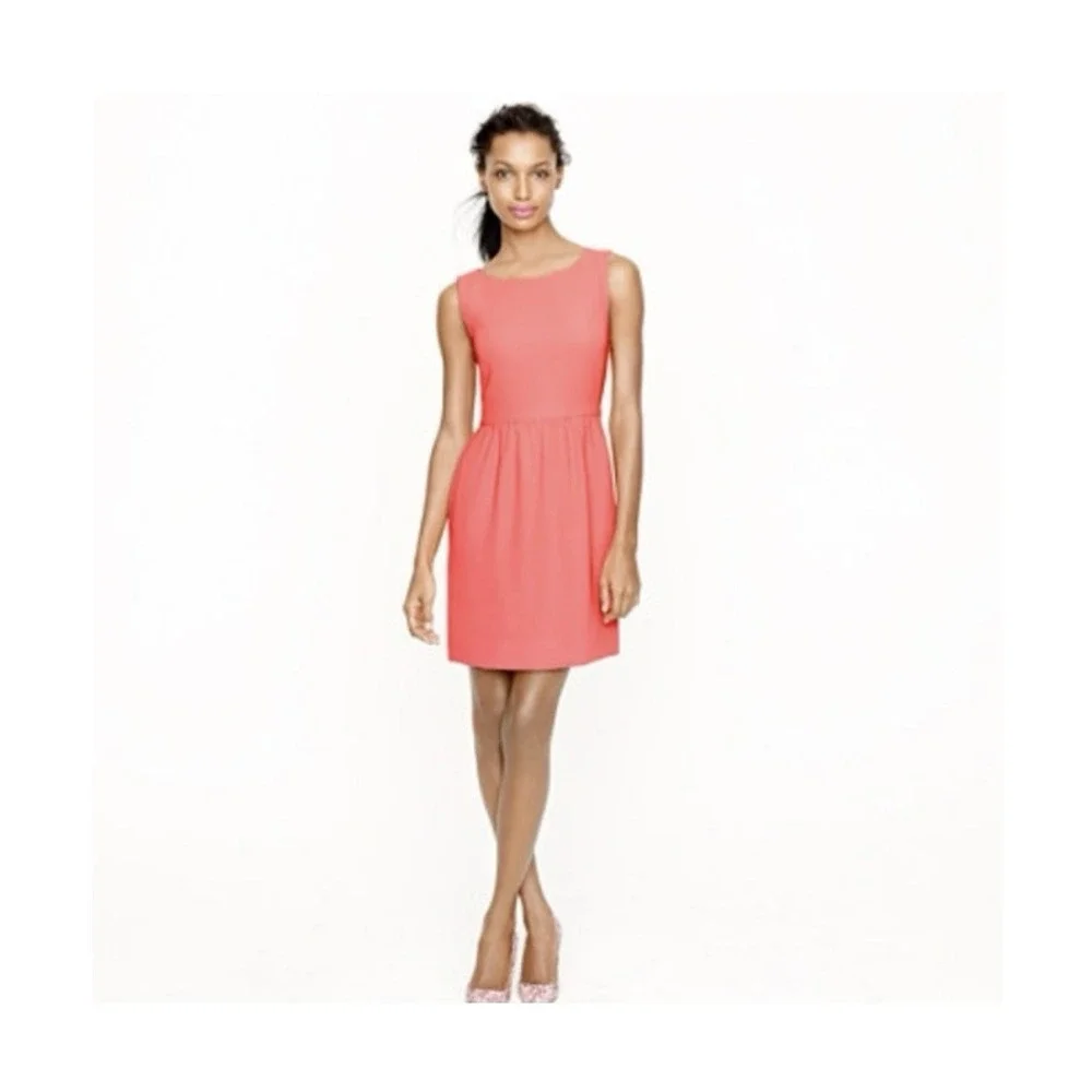 J. CREW Camille Women's Coral Pink‎ Sleeveless Sheath Dress Sexy Cute Spring